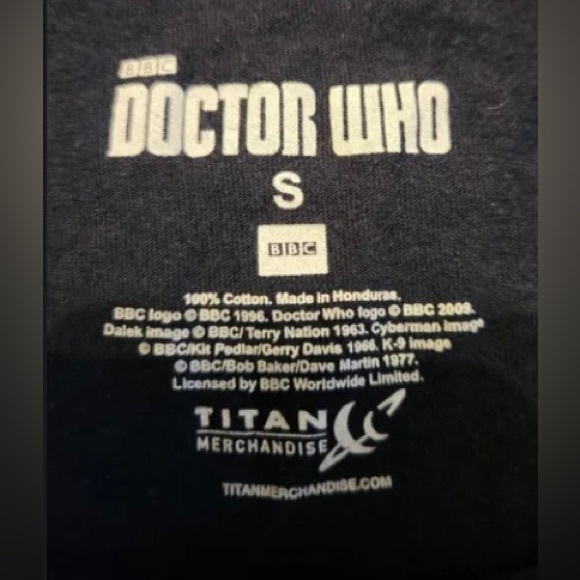BBC official Doctor Who/Beatles’ “Abbey Road” mashup navy blue shirt nwot small - Picture 3 of 4